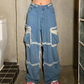Lockere, zerrissene, elegante Jeans